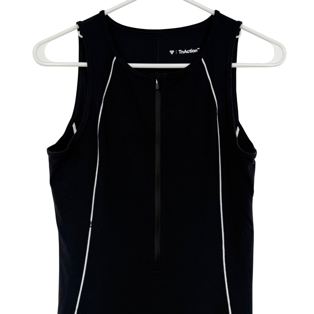 TnAction Aritzia Jumpsuit Women Medium Black Zip Front Pocket Activewear Yoga